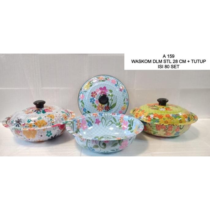 [ BUNGA ] BASKOM BESAR MOTIF BUNGA / BASIN FLOWER + TUTUP 28 CM winsh09 Berkualitas