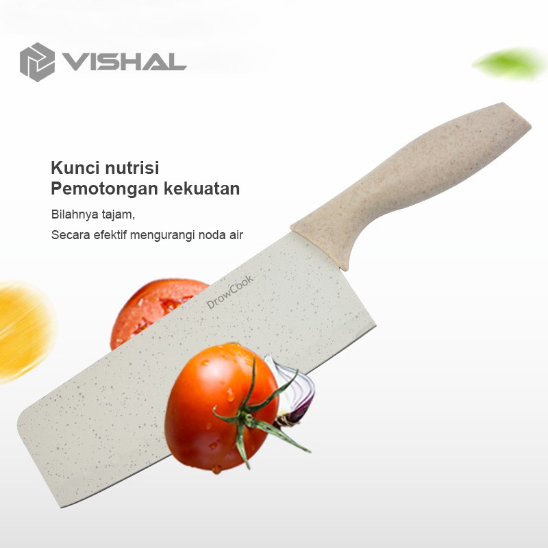 VISHAL 6 in 1 Kitchen Knife Set / Talenan Pisau Tatakan Pengupas Gunting Dapur Set ​VS-1814