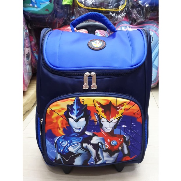 TAS TROLLEY DORONG ANAK SEKOLAH SD ( 16&quot; )LAKI LAKI PANDA POLOS + PANDA DINO KARAKTER SUPER JAGOAN BINTANG KAIN NYLON IMPORT ( PANDA 16inch SD )