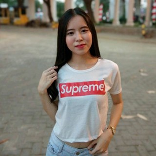 SUPREME CROP TEE ATASAN WANITA  KAOS  OBLONG  BAJU 