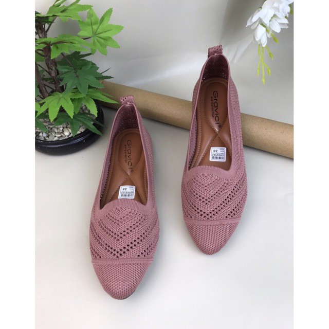 Sepatu Flat Wanita Slip On Bahan Rajut Import DO-10 GRAVICI