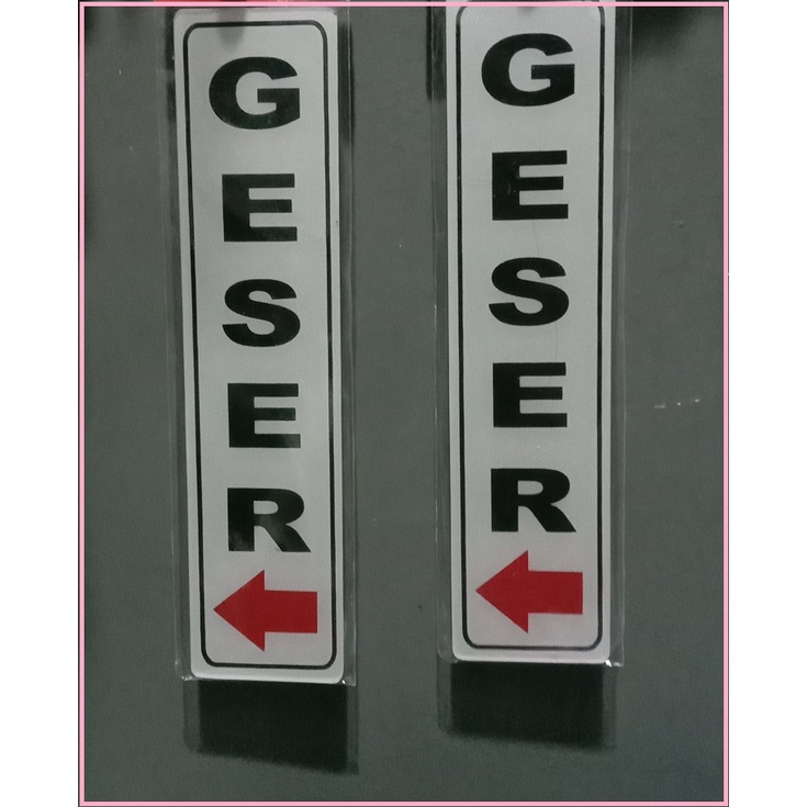 

sign label acrylic geser kiri pintu door LEFT SLIDE board