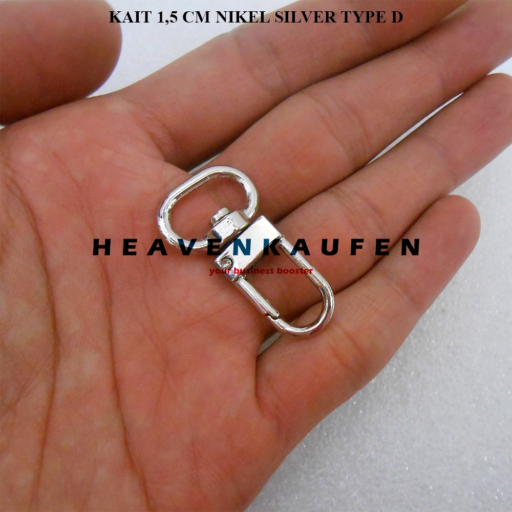 Kait Pengait Lebar Lubang 1,5 cm Warna Nikel Silver Untuk Kait Craft Dompet Lanyard Dll Pemium Quality Type D