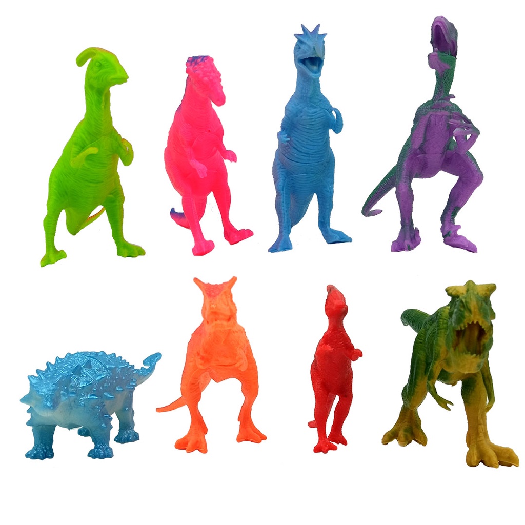 Set 8pcs Dinosaurus Land Karet Besar Mainan Miniatur Dino World