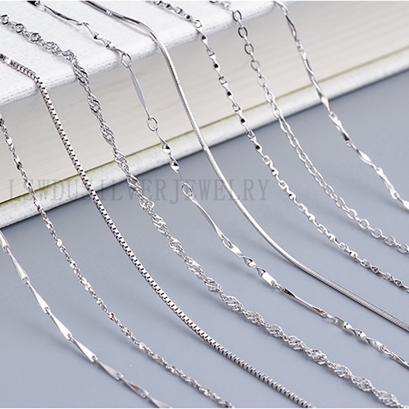 In Stock  Nyata 925 sterling silver Kalung Semua ukuran Rantai Desain Yang Berbeda Fashion perhiasan Hadiah