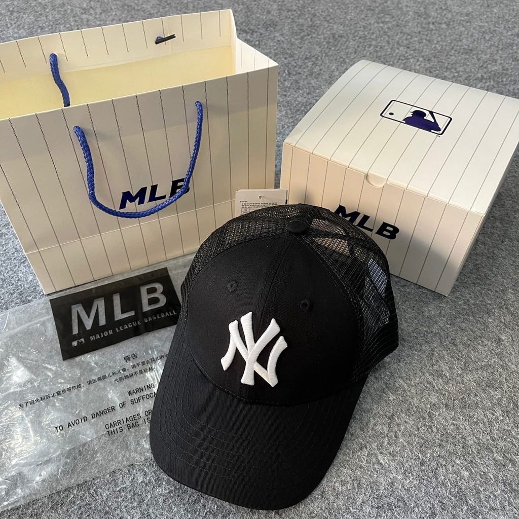 Topi MLB original Import - MLB Trucker NY Black Logo White