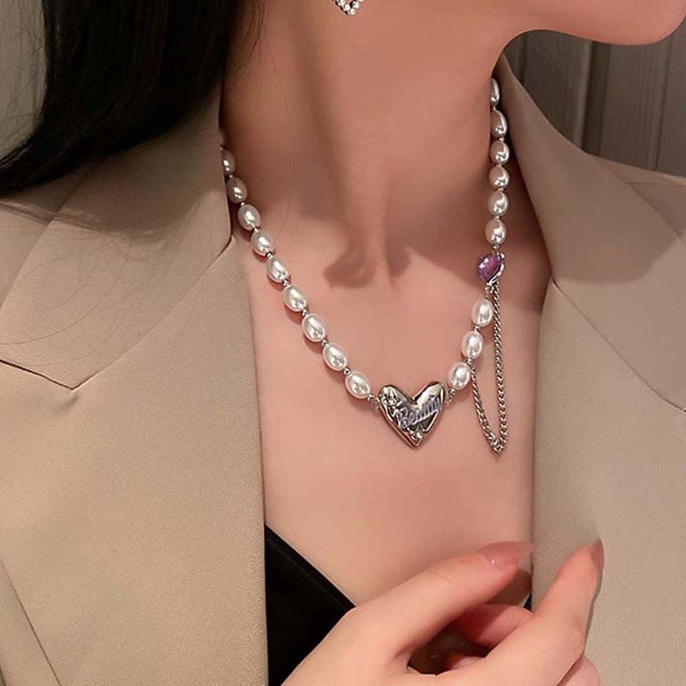 Needway  Wild Bracelet Sweet Fashion Jewelry Pearl Necklace Women Love Korean Temperament Girls Crystal Clavicle Chain