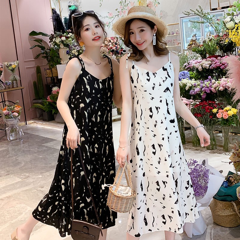  Long  Dress  Sexy Tanpa Lengan Bahan  Sifon Warna Polos Aksen 