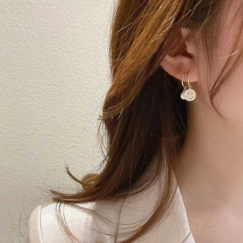 XiaoboACC Anting Tusuk Sterling Silver 925 Desain Smiley Hias Zircon + Mutiara Gaya Korea Untuk Wanita