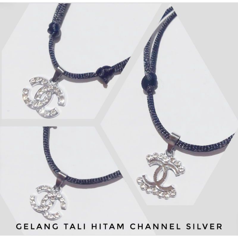 [COD] GELANG TALI HITAM BANDUL CHANEL SILVER ANTI KARAT