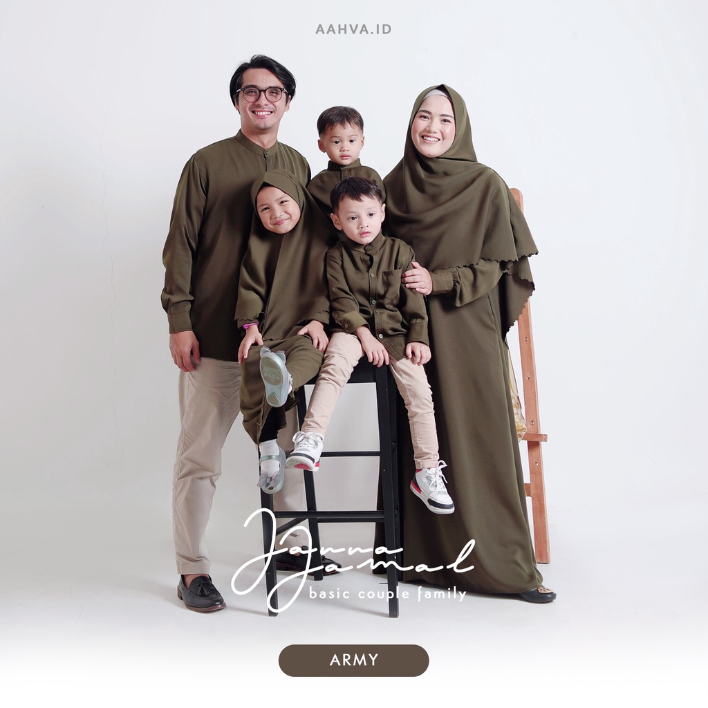 JANNA JAMAL ARMY BY AAHVA | FAMILY SET | SARIMBIT | DAILY WEAR | DRESS | KEMEJA