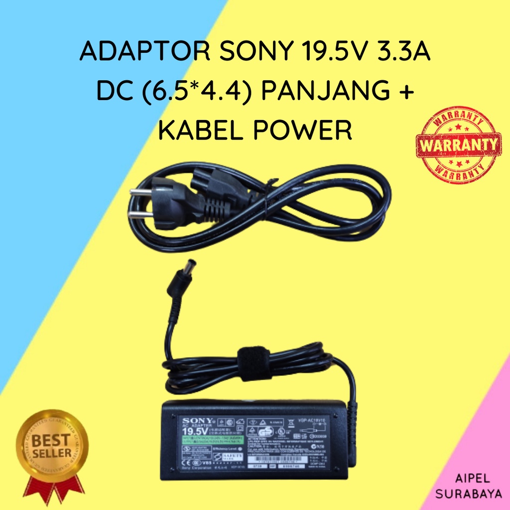 SONY1953336544PKP | ADAPTOR SONY 19.5V 3.33A DC (6.5*4.4) PANJANG + KABEL POWER