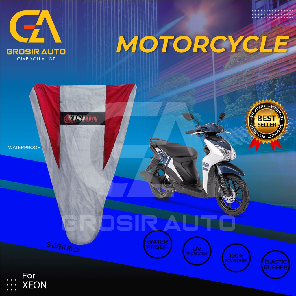 Cover Motor / Pelindung Sarung Motor / Penutup Motor Xeon Vision Silver Merah Waterproof