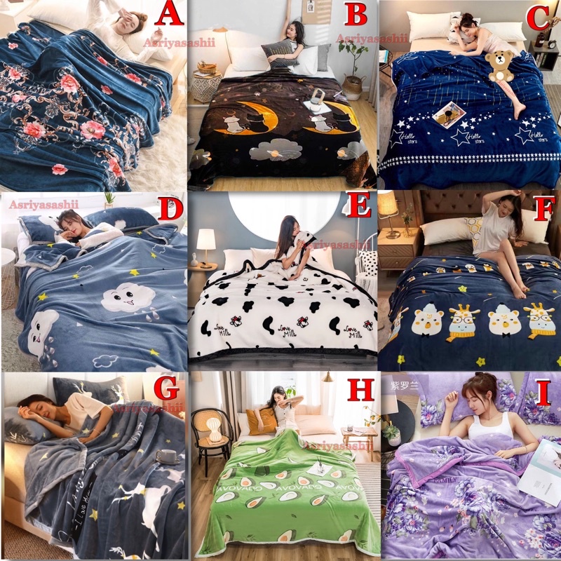 Selimut Dewasa Bulu Halus 140x200 Motif Keren Asriyasashii Terlaris  Termurah Berkualitas