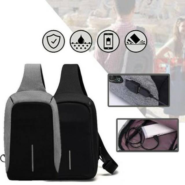 Tas selempang pria pria USB/sligbag USB/Tas Travel USB charger