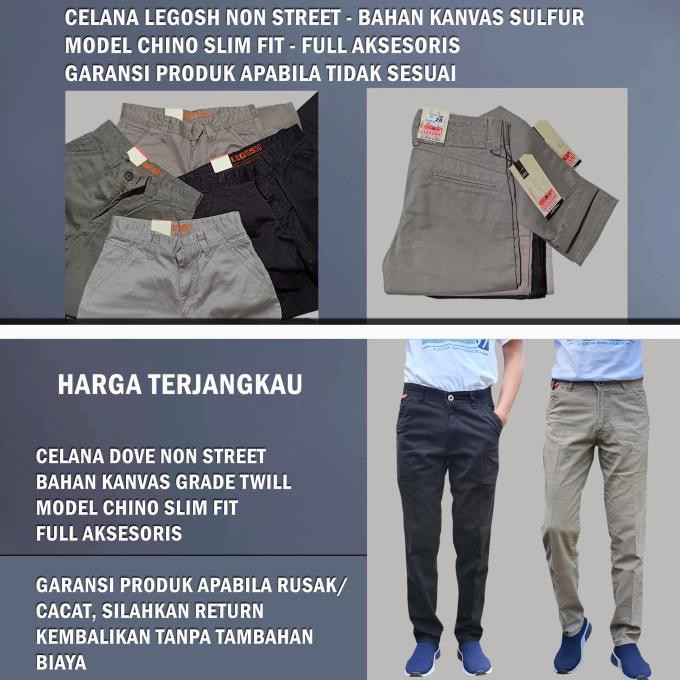 Celana Panjang Legosh Original Katun Kanvas Chino Pria Slim Fit Levis - Dove Hitam, 28 - Obral Harga