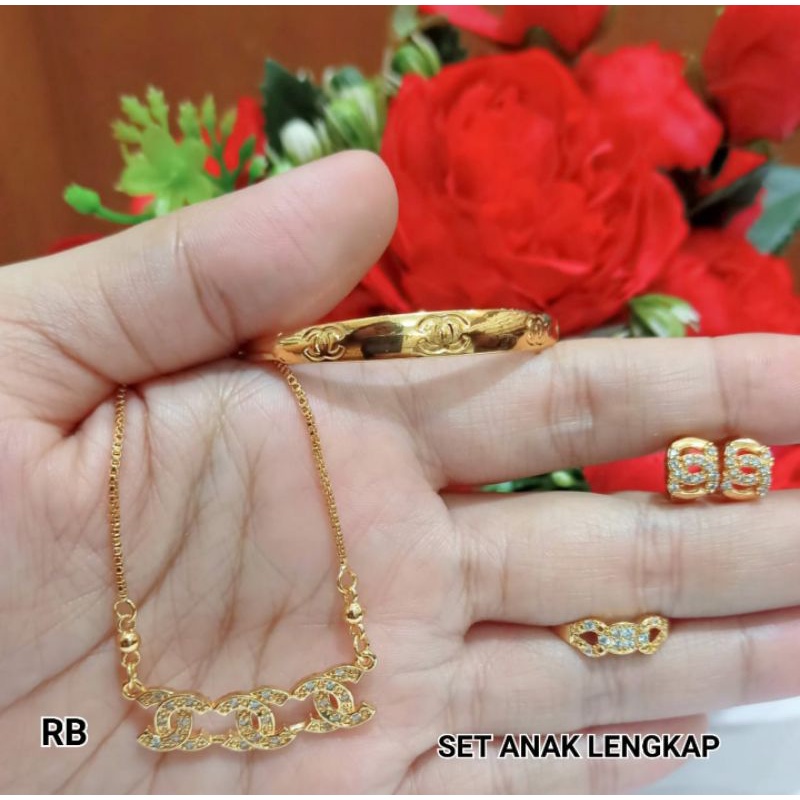 Set Anak Permata Zircon Gold Perhiasan Anak limited edition