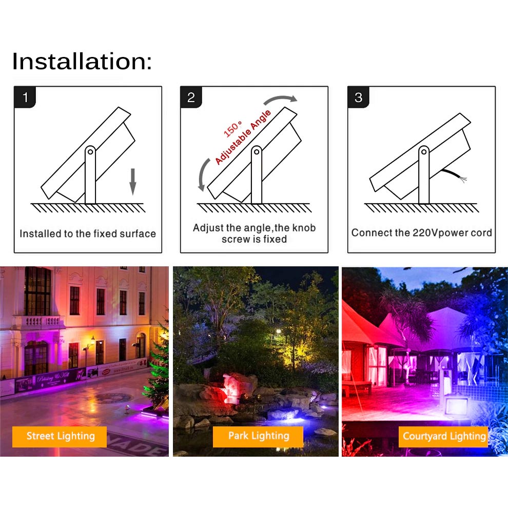 Lampu Sorot LED Flood Light 50W RGB- GW50 - Black