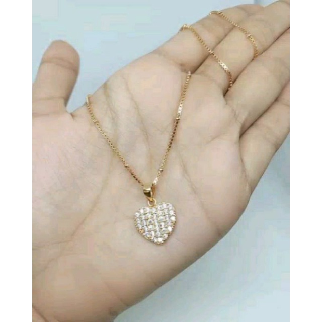 Kalung perak925 asli lapis emas liontin love besar
