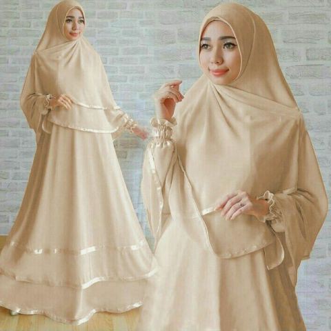 [Syari Nora varian warna SW] gamis wanita jersey MOCCA/DUSTYPINK/ABUTUA/UNGU