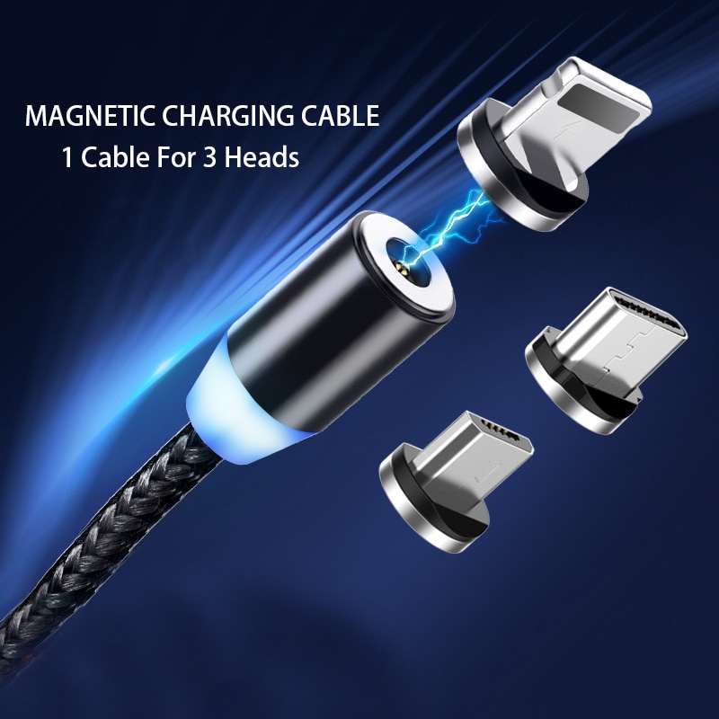 Kabel Charger Magnetik Fast Charger 3 in 1 LED Micro Type C Lightning iPon / X Cable Magnetic Kabel Data 3in1 Magnet