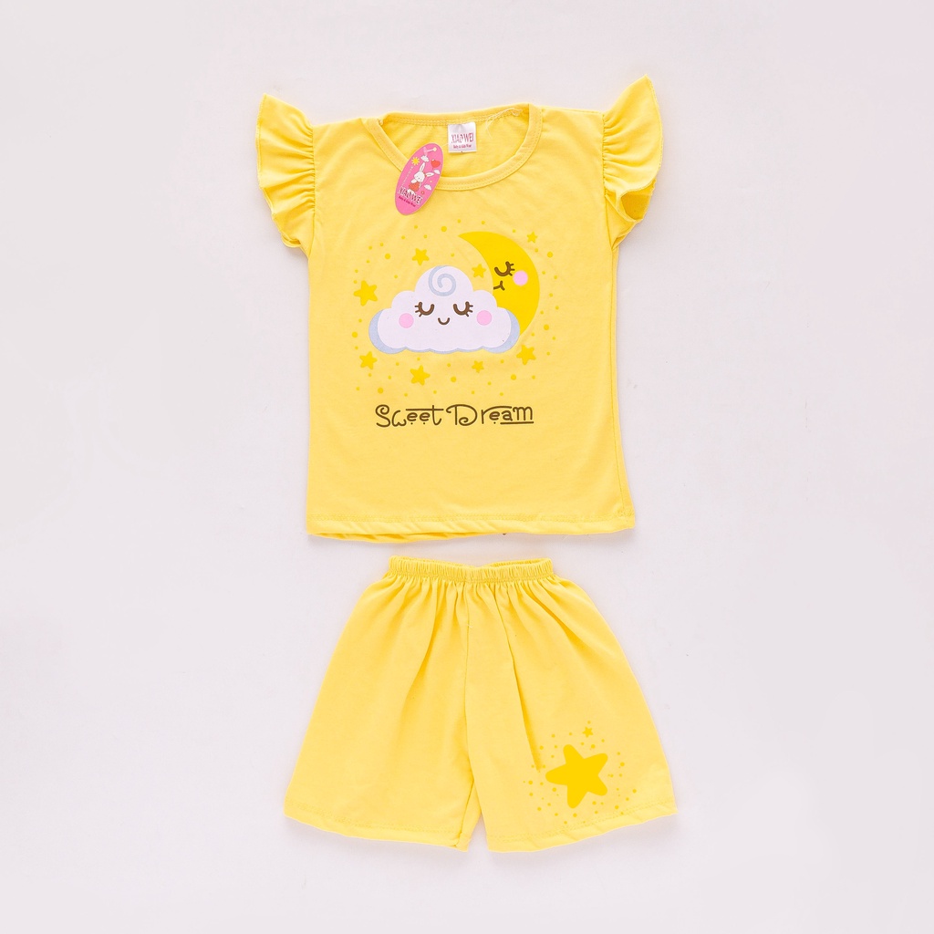 ( ISI 4 SETEL)  Setelan Anak Perempuan Ruffle Sweet Dreams/ Setelan Bayi Perempuan / Baju Anak anak perempuan / Baju Bayi 0 6 bulan/ Baju Anak Perempuan/ Pakaian Anak Bayi Perempuan 0 - 4 Tahun