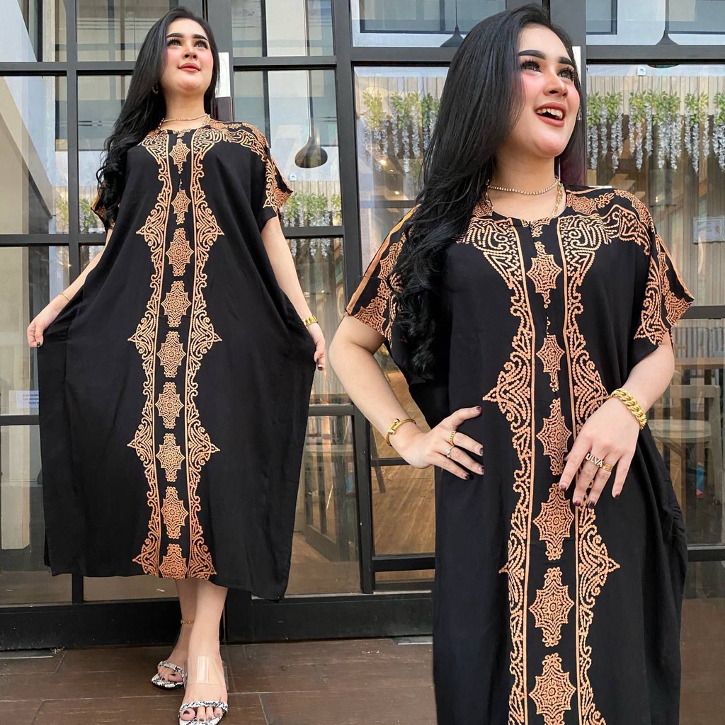 Daster Jumbo Lowo Rayon Premium Dress Wanita Lengan Pendek Busui Baju Batik Kekinian LD 120