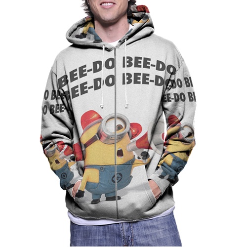 Jaket Hoodie New Despicable Me Minion Bee-Do Hoodie Fullprint Casual Zipper Hoodie Fullprint New Cas