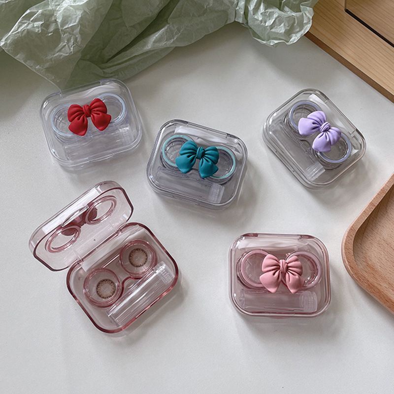 JISOO SOFTLENS BOX / TEMPAT SOFTLENS GAMBAR PITA CANTIK / CUTE RIBBON SOFTLENS CASE / SIMPLE MINI SOFTLENS CASE TRAVEL KIT / TEMPAT KOTAK LENSA KARAKTER UNIK MURAH