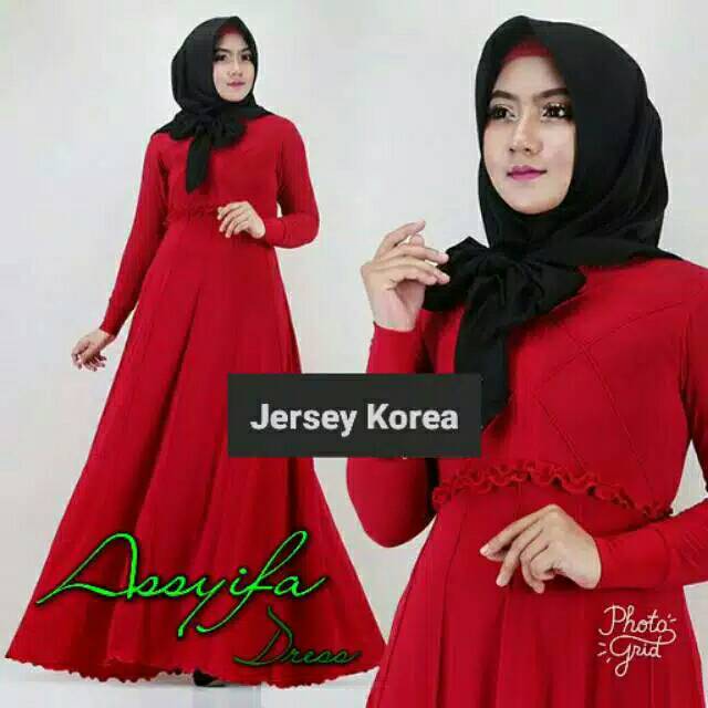 Gamis dress bahan jersey korea asyifa