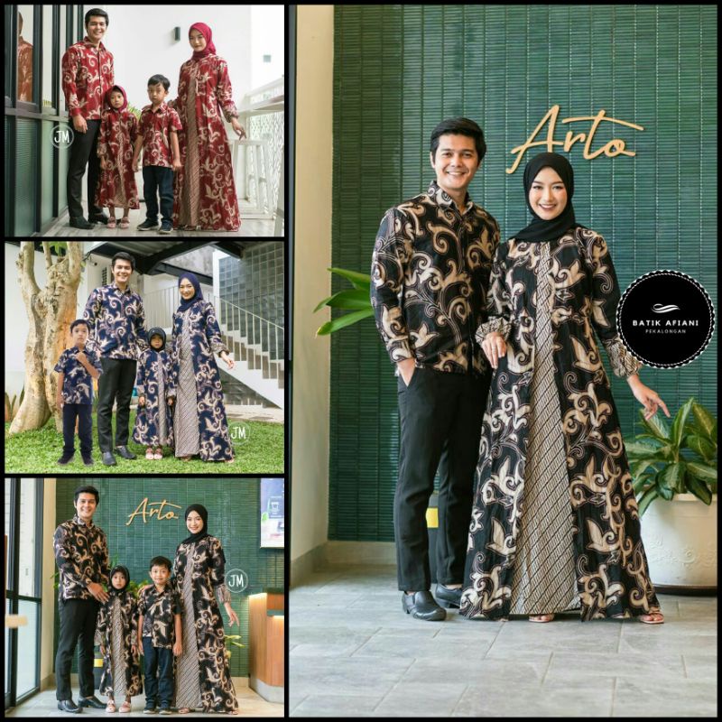 Couple Gamis Famili Batik Keluarga ,Sarimbit Ibu Ayah Dan Anak, Baju Couple Batik Murah Seragam