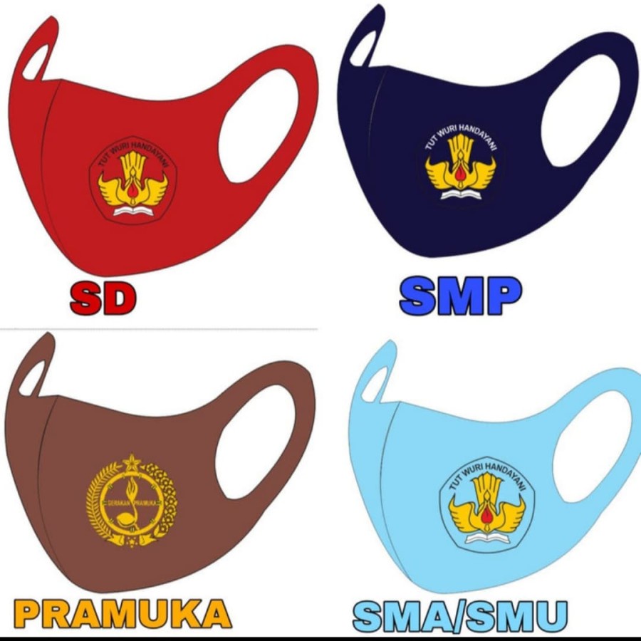 MASKER LOGO SEKOLAHAN SD,SMP,SMA,PRAMUKA BAHAN SCUBA