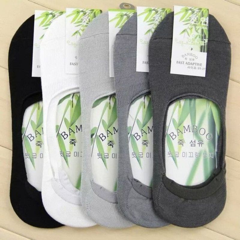 Sepasang Kaos Kaki Pendek Tumit Telapak Pria Serat Bamboo Anti Bacterial