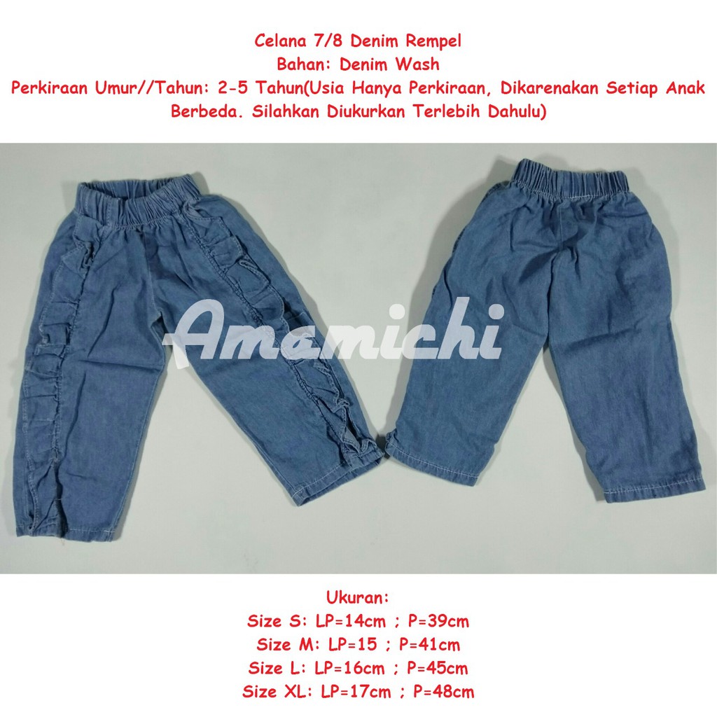 GROSIR Celana  Anak 7 8 Jeans Denim rempel  Cewek Perempuan 