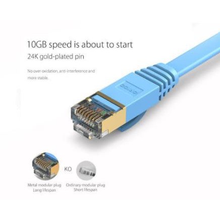 Cable Lan Orico Cat 7 flat 15 meter Gigabit 10Gbps pug-c7b-150 - Kabel internet rj45 network cat7 15m