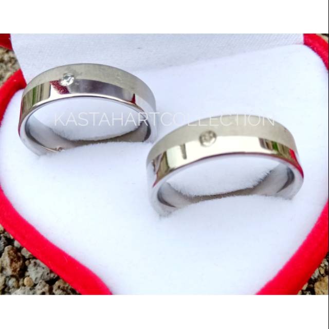 CINCIN COUPLE TUNANGAN KAWIN TITANIUM SILVER