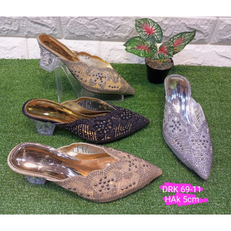 Sepatu sandal pesta baralek brukat payet mewah hak kaca PURPLE DRK 69-11 Shoestore Sei Sariak
