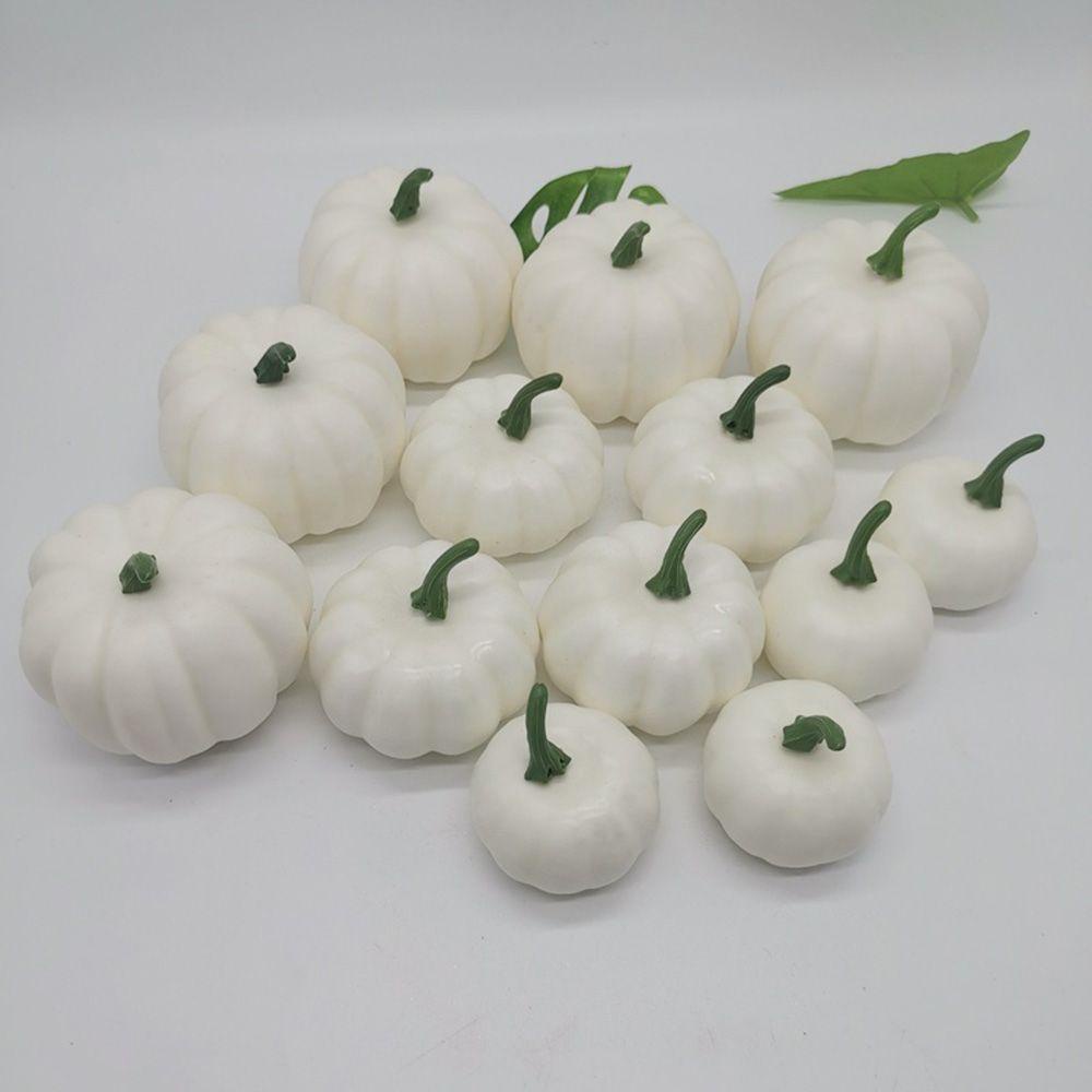 R-flower 6/12PCS Artificial White Pumpkins Properti Fotografi Festival Decor Hari Syukuran DIY Aksesoris