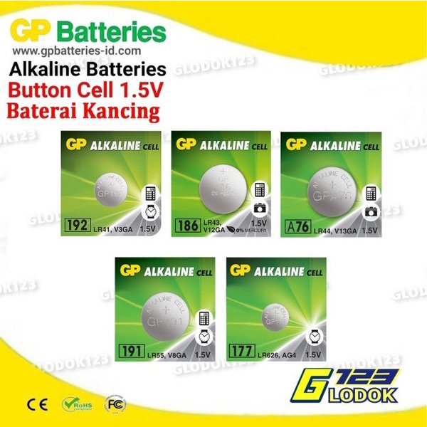 Baterai Battery Batre Jam Kancing Koin Bulat LR41 LR43 LR44 LR55 LR626