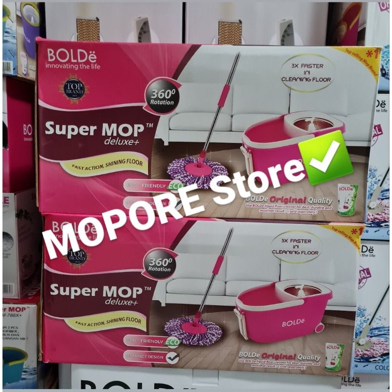 BOLDE Super MOP DELUXE + (Roda,Stainless,Penarik,Drainase,Tmpt Sabun)