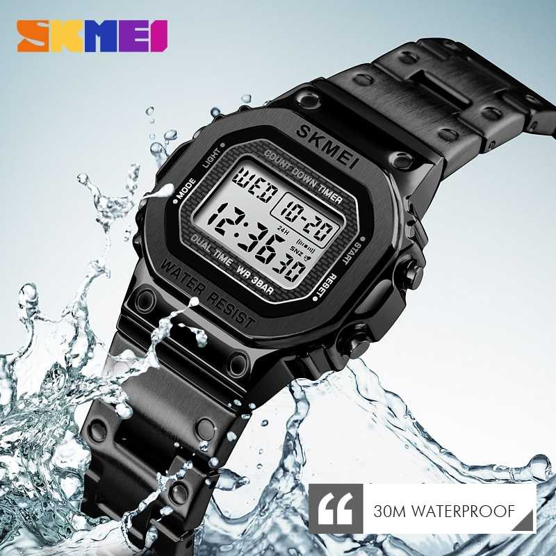Jam Tangan Wanita Digital Original SKMEI DG1433 Silver-3