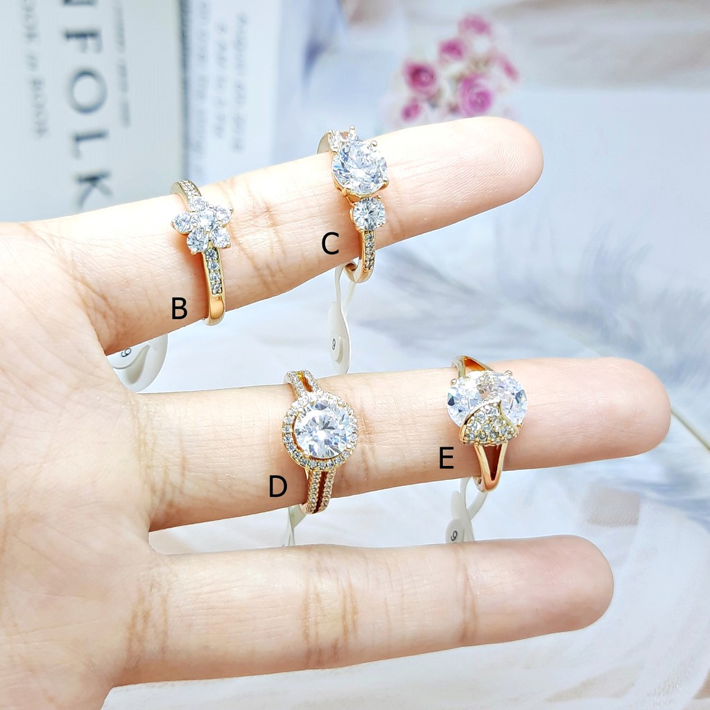 Cincin Solitaire Premium Rhodium Replika Berlian Silver Lapis Emas Putih XupinAsli g - BR407