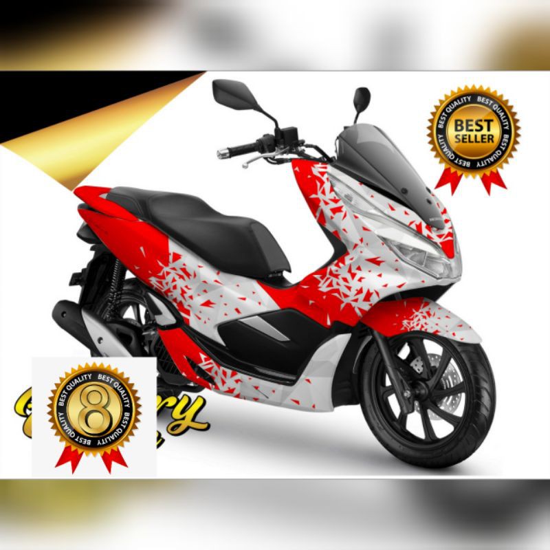 Decal Sticker Honda PCX full Body Variasi merah putih