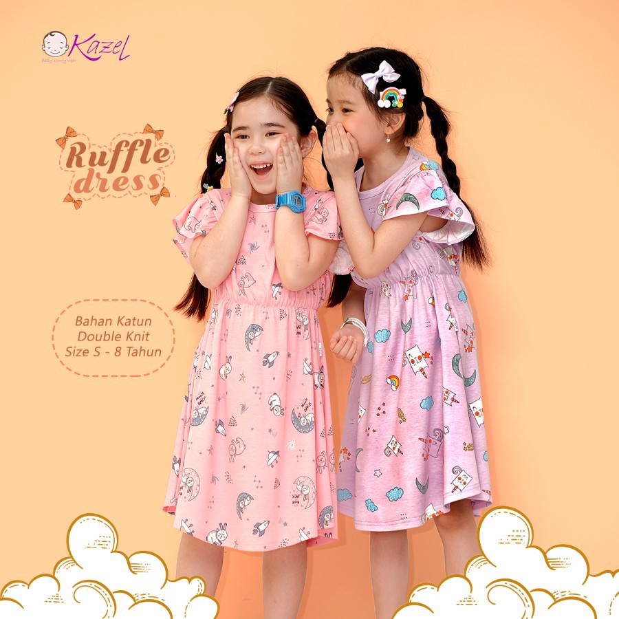 Kazel X Zebe Ruffle Dress Motif 1-8Thn