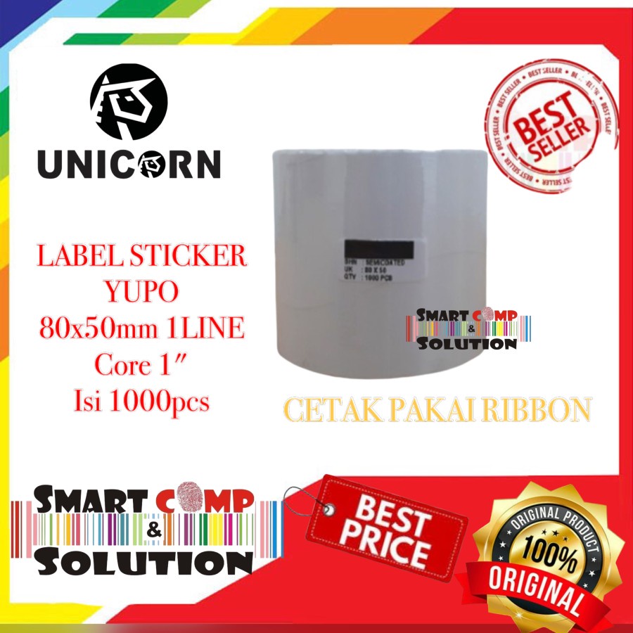

80x50 mm / 80x50mm YUPO 1LINE 1.000pcs core 1" Label Sticker UNICORN