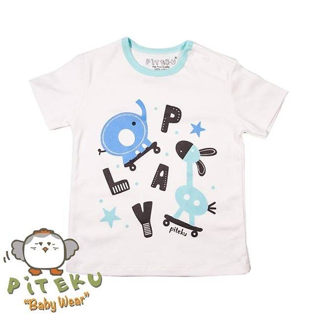 Piteku Baju Bayi Lengan Pendek Kancing Play Gajah/Baju Atasan Piteku