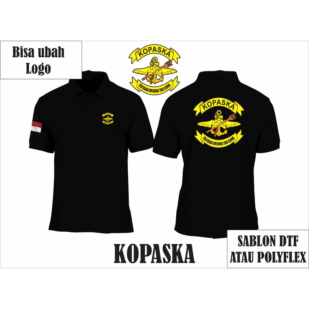 Jual Kaos Polo Kopaska Depan Belakang Sablon Dtf Polyflex Bisa Pilih