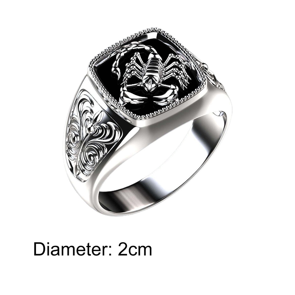 Huluboy Cincin Desain Kalajengking Bahan Alloy Warna Silver Untuk Pria