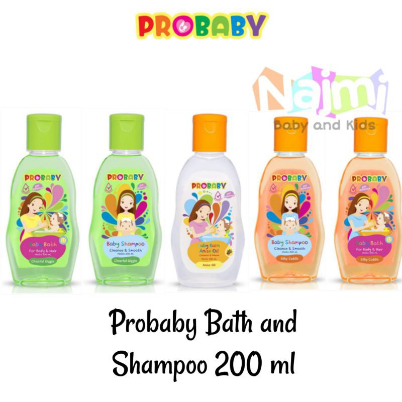 PROBABY Pro Baby Bath and Shampoo 200ml Silky Cuddle Cheerful Giggle, Anise Oil / Sabun sampo Bayi