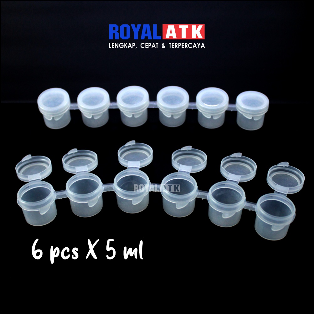 

Pot Cat Plastik Renteng / Tempat Cat Akrilik / Pot Cat Plastik 6x5ml / Wadah Tinta Kosong